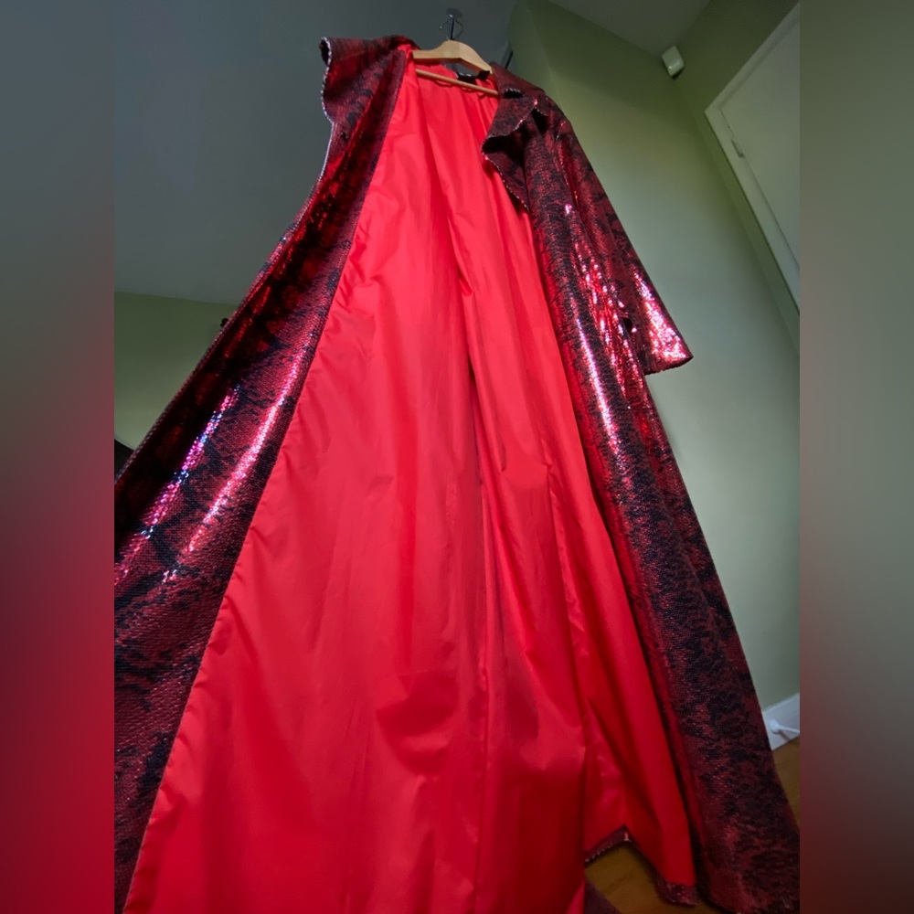 ADIDAS x IVY PARK Trench Coat / Overcoat 'IVP Sequin Duster' - Red/Black XL - Picture 6 of 12